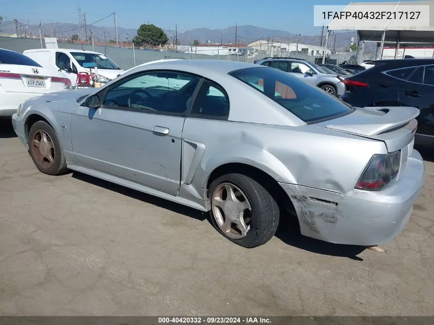 2002 Ford Mustang VIN: 1FAFP40432F217127 Lot: 40420332