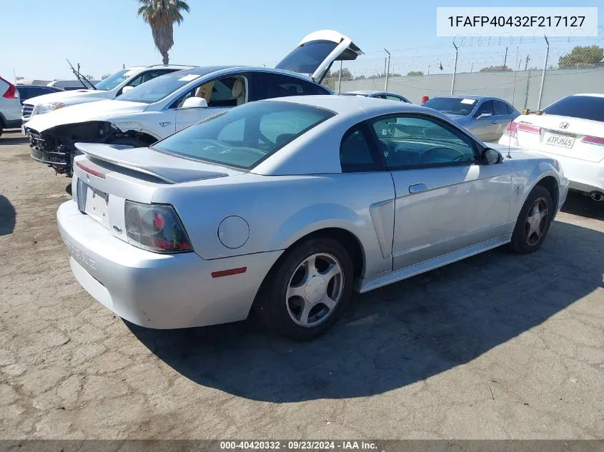 2002 Ford Mustang VIN: 1FAFP40432F217127 Lot: 40420332