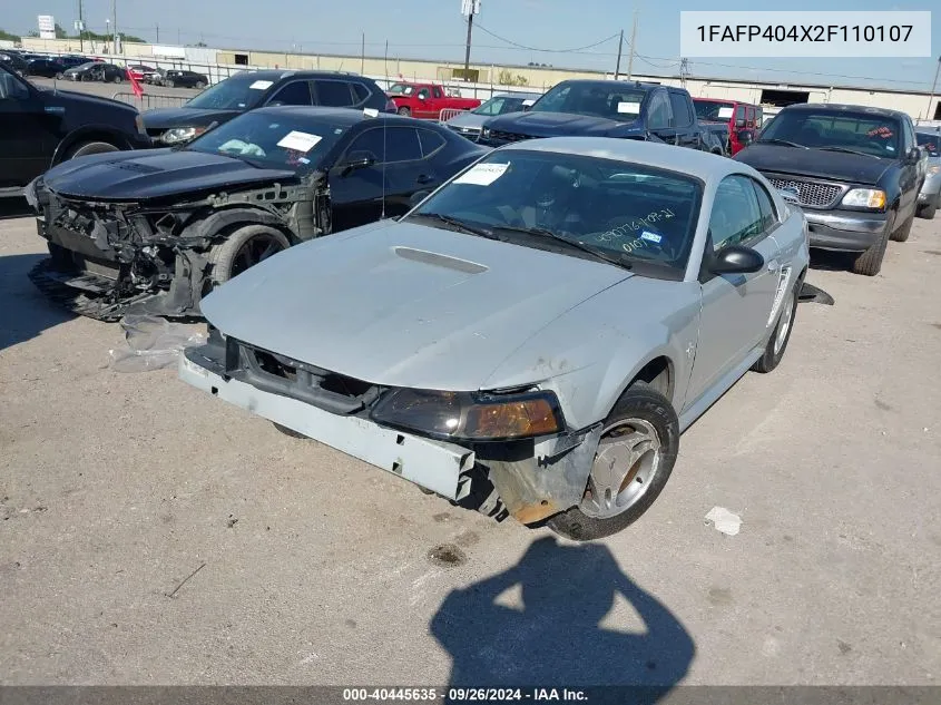 2002 Ford Mustang VIN: 1FAFP404X2F110107 Lot: 40445635