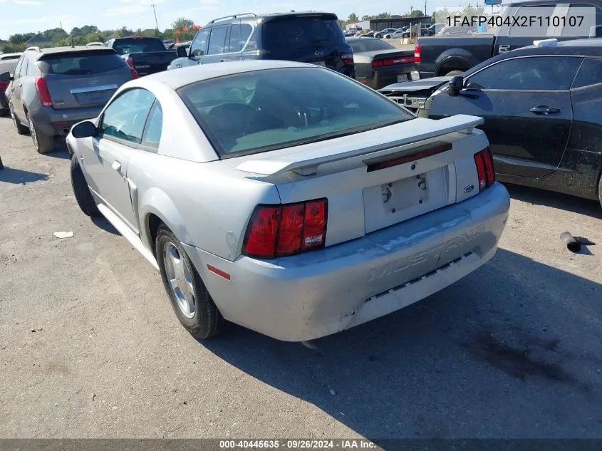 2002 Ford Mustang VIN: 1FAFP404X2F110107 Lot: 40445635