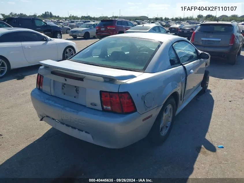 2002 Ford Mustang VIN: 1FAFP404X2F110107 Lot: 40445635