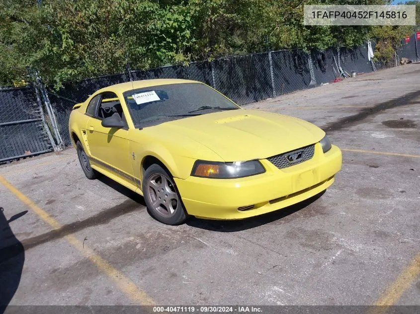 2002 Ford Mustang VIN: 1FAFP40452F145816 Lot: 40471119