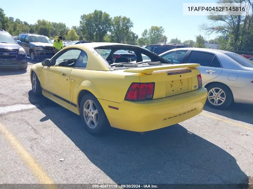 2002 Ford Mustang VIN: 1FAFP40452F145816 Lot: 40471119