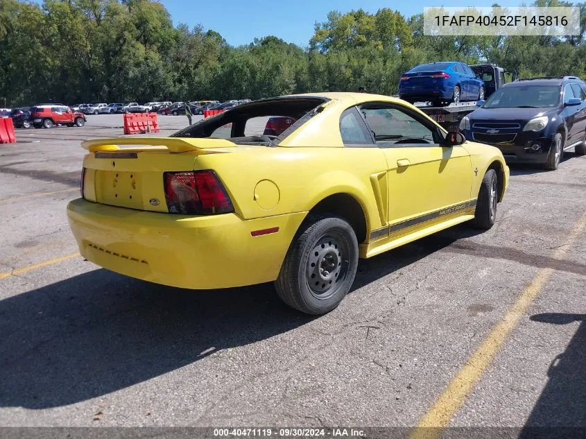 2002 Ford Mustang VIN: 1FAFP40452F145816 Lot: 40471119