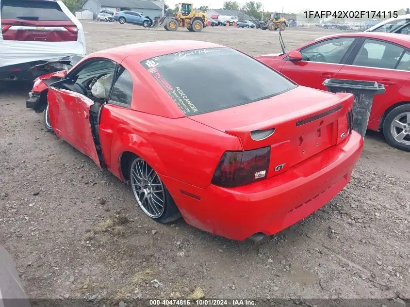 2002 Ford Mustang Gt VIN: 1FAFP42X02F174115 Lot: 40474816