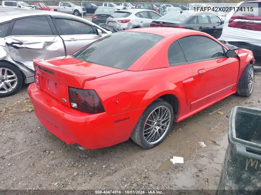 2002 Ford Mustang Gt VIN: 1FAFP42X02F174115 Lot: 40474816