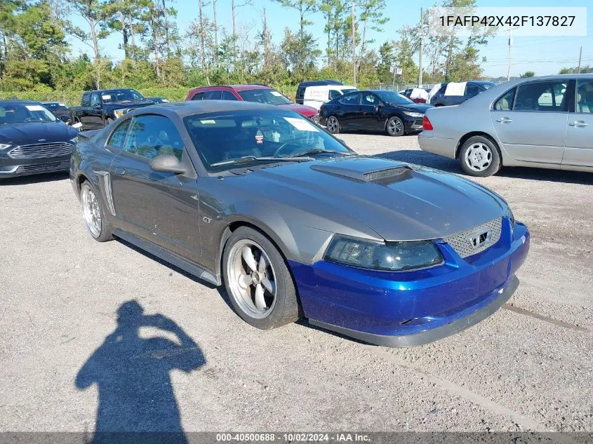 2002 Ford Mustang Gt VIN: 1FAFP42X42F137827 Lot: 40500688