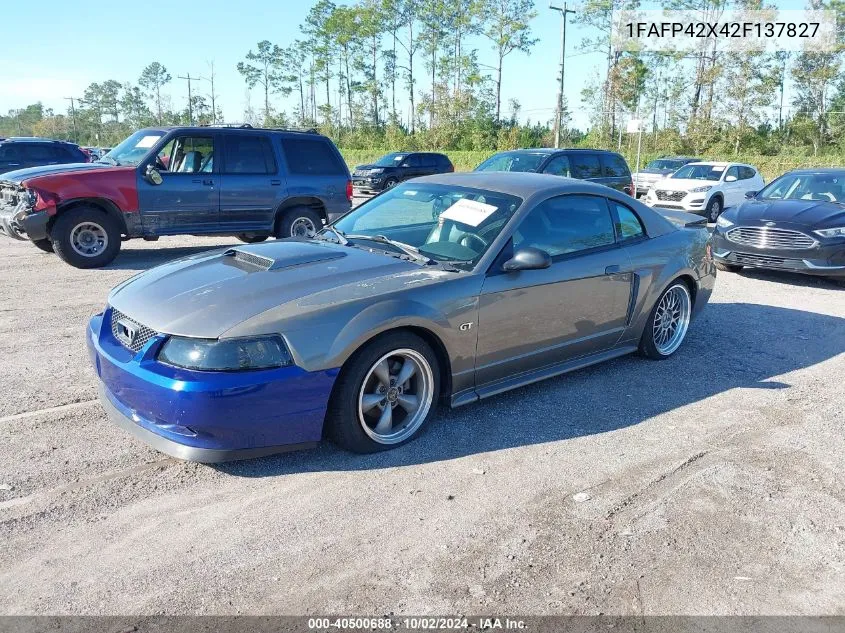 2002 Ford Mustang Gt VIN: 1FAFP42X42F137827 Lot: 40500688