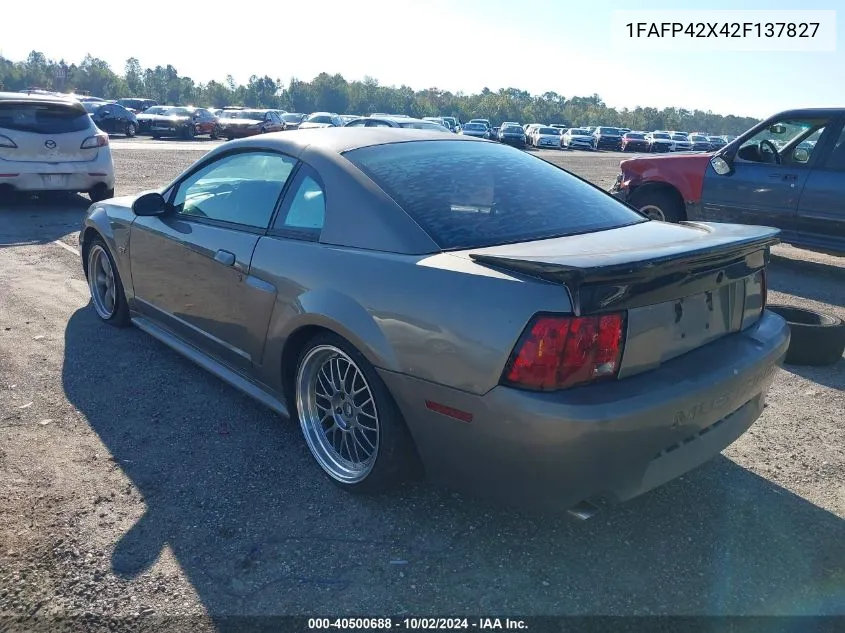 2002 Ford Mustang Gt VIN: 1FAFP42X42F137827 Lot: 40500688