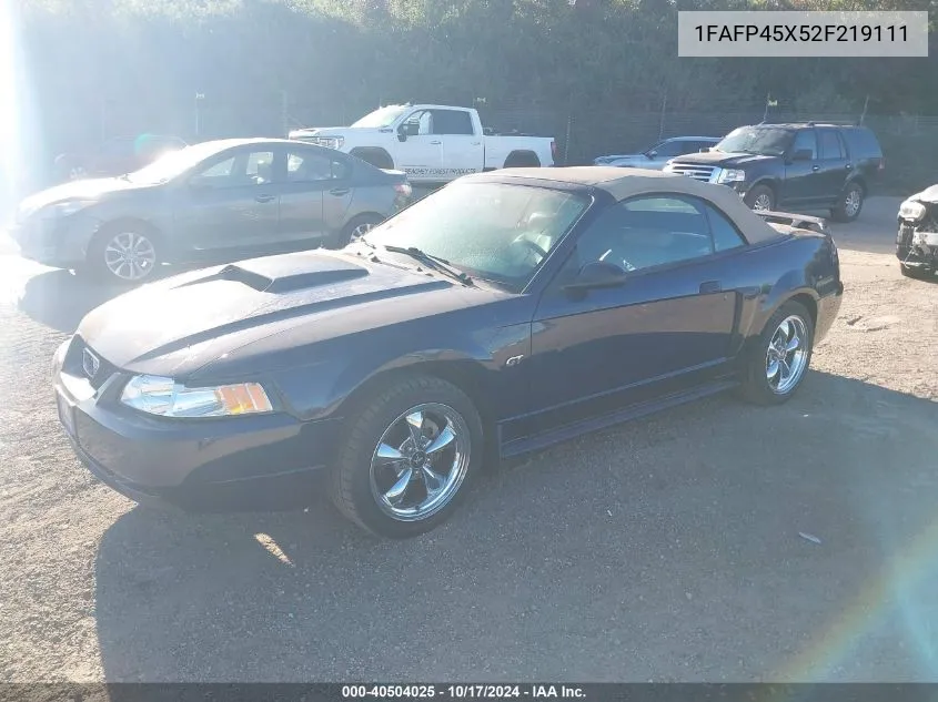 2002 Ford Mustang Gt VIN: 1FAFP45X52F219111 Lot: 40504025