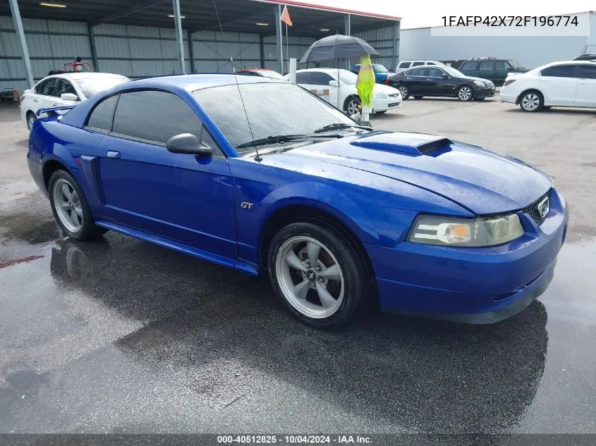 2002 Ford Mustang Gt VIN: 1FAFP42X72F196774 Lot: 40512825