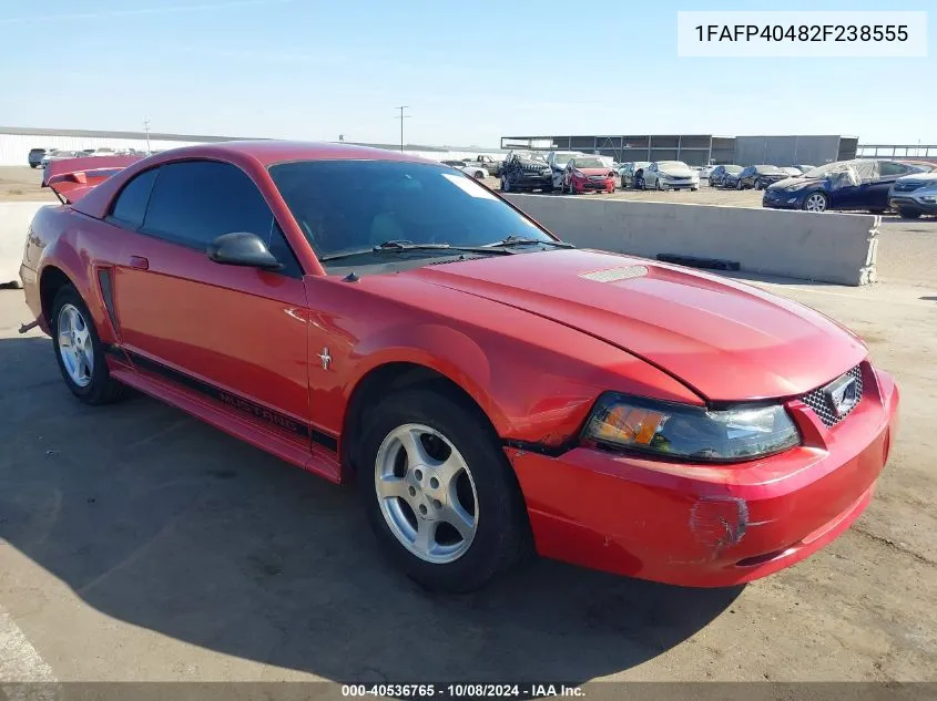 2002 Ford Mustang VIN: 1FAFP40482F238555 Lot: 40536765