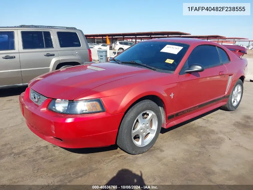 2002 Ford Mustang VIN: 1FAFP40482F238555 Lot: 40536765