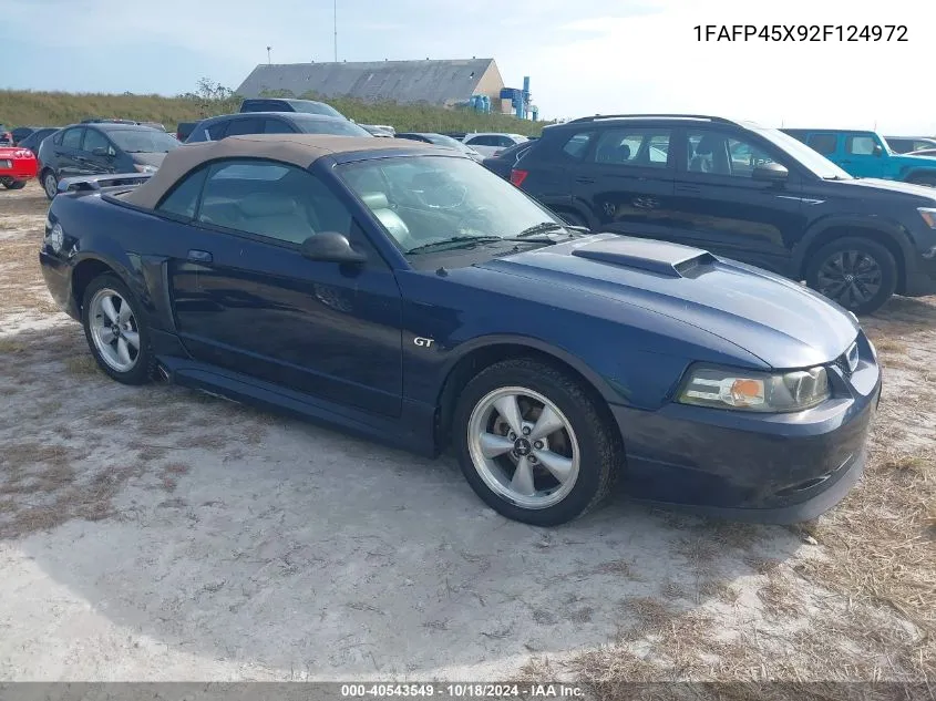 2002 Ford Mustang Gt VIN: 1FAFP45X92F124972 Lot: 40543549