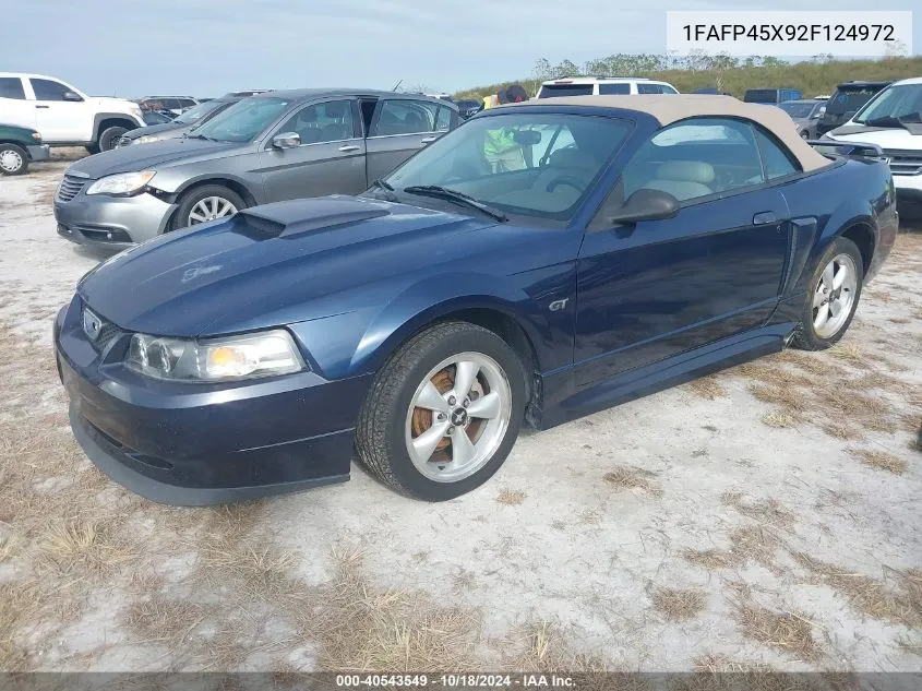 2002 Ford Mustang Gt VIN: 1FAFP45X92F124972 Lot: 40543549