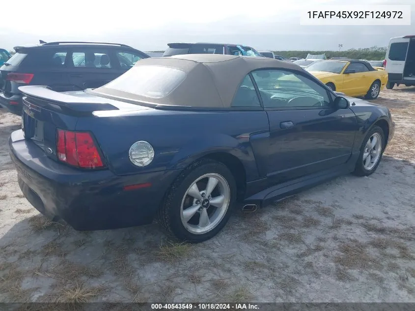 2002 Ford Mustang Gt VIN: 1FAFP45X92F124972 Lot: 40543549