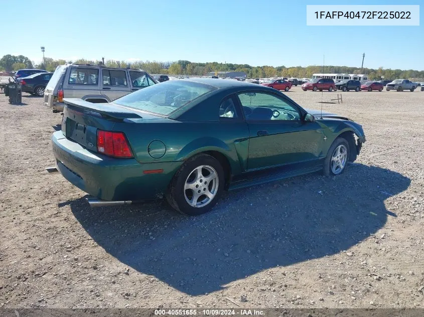 2002 Ford Mustang VIN: 1FAFP40472F225022 Lot: 40551655