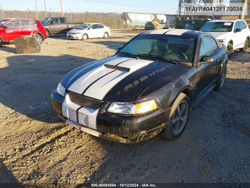 2002 Ford Mustang VIN: 1FAFP40412F170034 Lot: 40580584