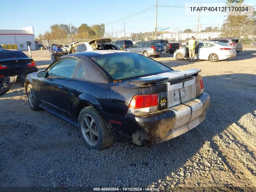 2002 Ford Mustang VIN: 1FAFP40412F170034 Lot: 40580584