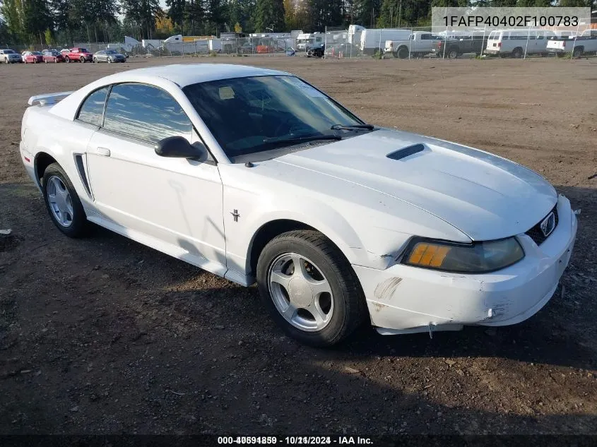 2002 Ford Mustang Deluxe/Premium/Standard VIN: 1FAFP40402F100783 Lot: 40591859