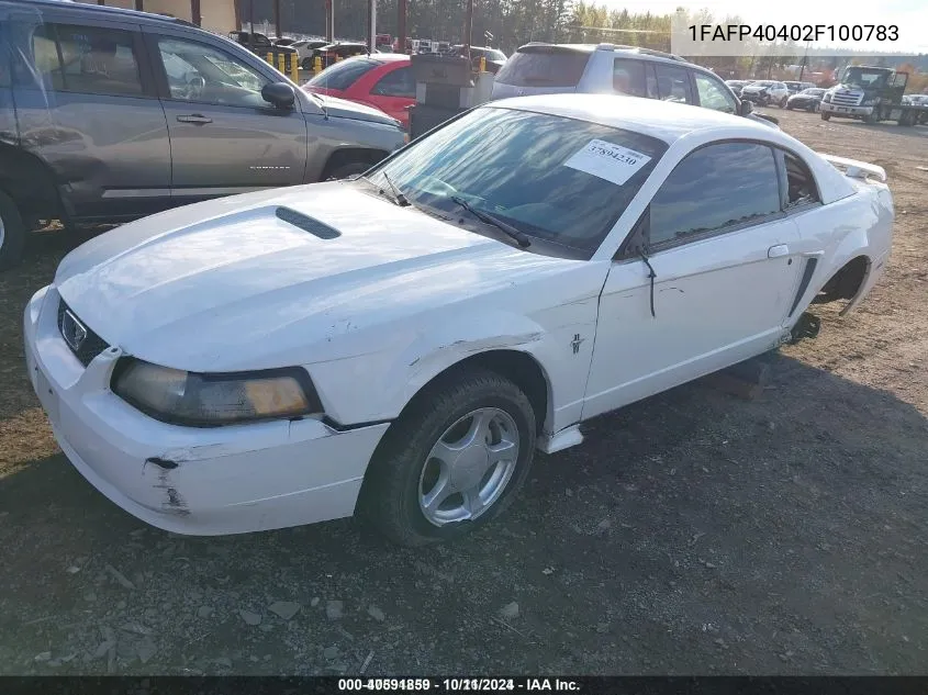 2002 Ford Mustang Deluxe/Premium/Standard VIN: 1FAFP40402F100783 Lot: 40591859