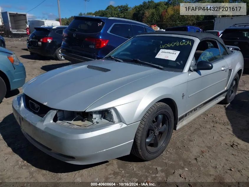 2002 Ford Mustang VIN: 1FAFP44432F201617 Lot: 40608604