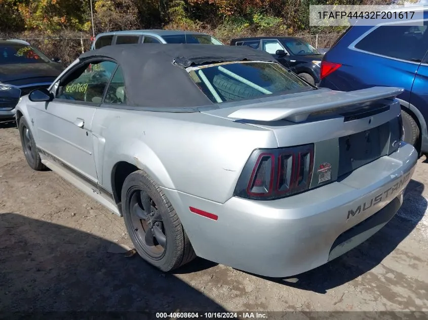 2002 Ford Mustang VIN: 1FAFP44432F201617 Lot: 40608604