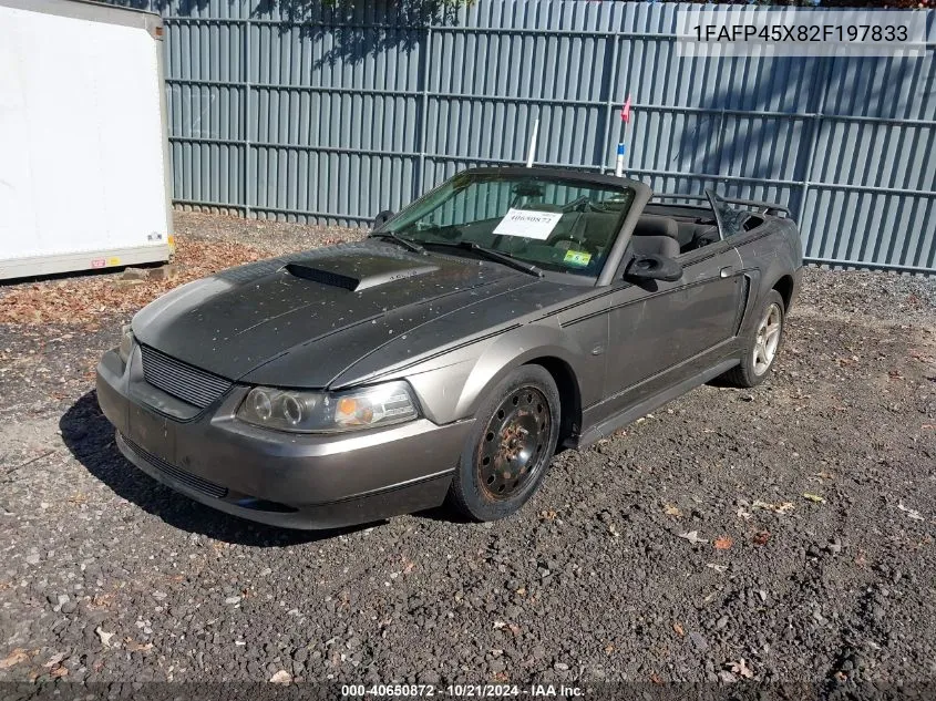 2002 Ford Mustang Gt VIN: 1FAFP45X82F197833 Lot: 40650872