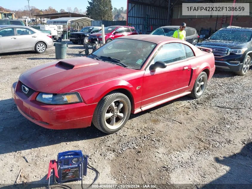 2002 Ford Mustang Gt VIN: 1FAFP42X32F138659 Lot: 40655877