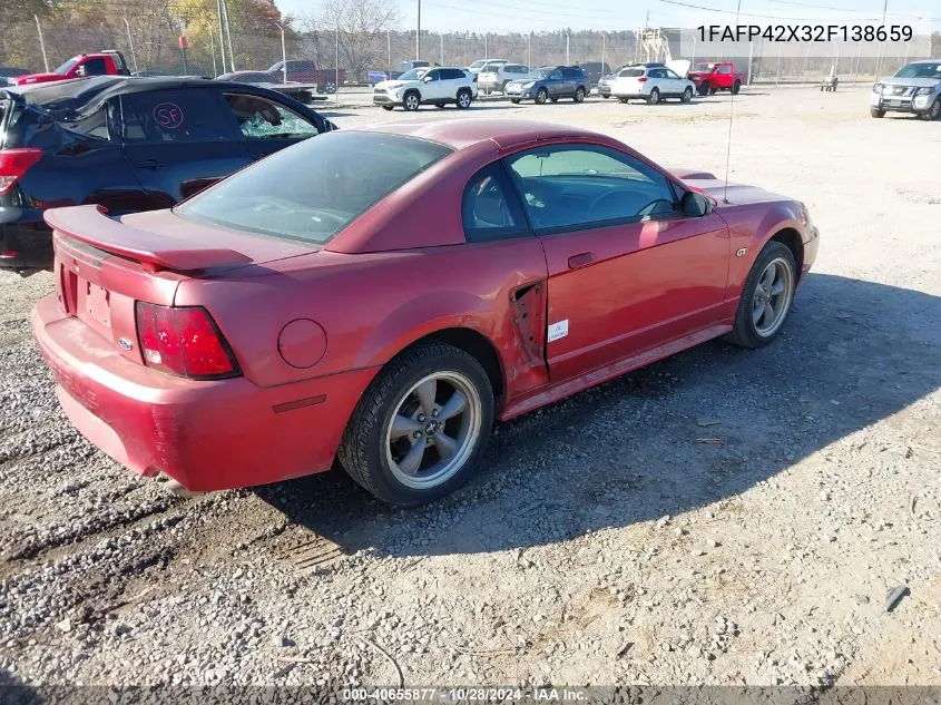 2002 Ford Mustang Gt VIN: 1FAFP42X32F138659 Lot: 40655877