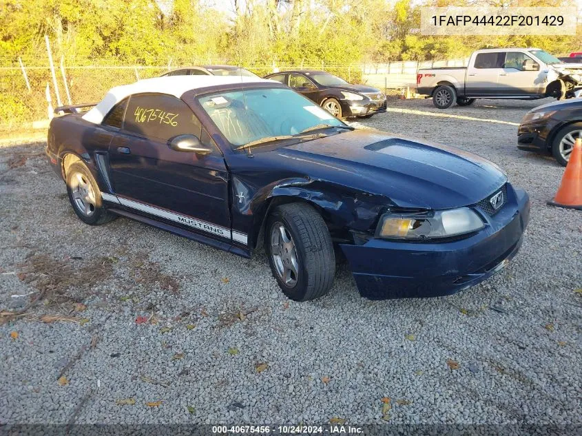 2002 Ford Mustang VIN: 1FAFP44422F201429 Lot: 40675456