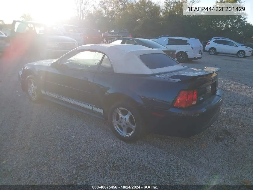 2002 Ford Mustang VIN: 1FAFP44422F201429 Lot: 40675456