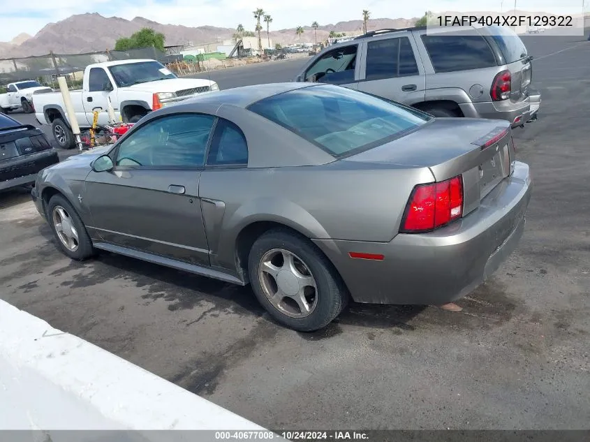 2002 Ford Mustang VIN: 1FAFP404X2F129322 Lot: 40677008