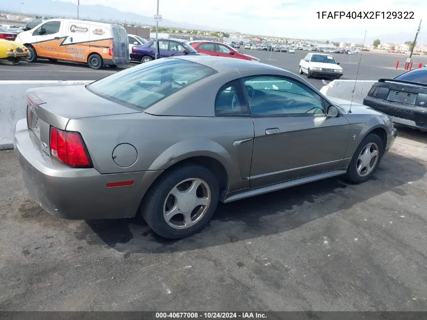 2002 Ford Mustang VIN: 1FAFP404X2F129322 Lot: 40677008