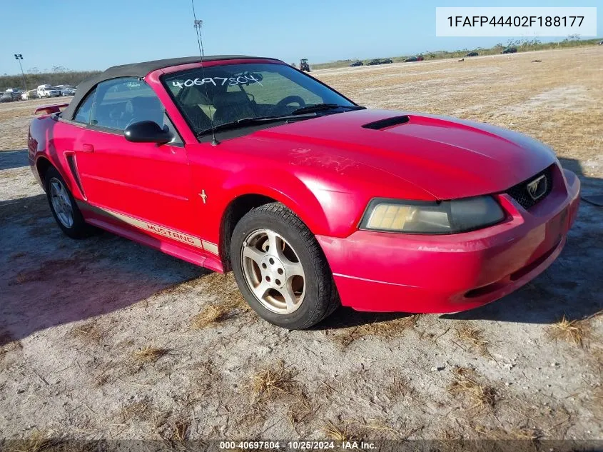 2002 Ford Mustang VIN: 1FAFP44402F188177 Lot: 40697804