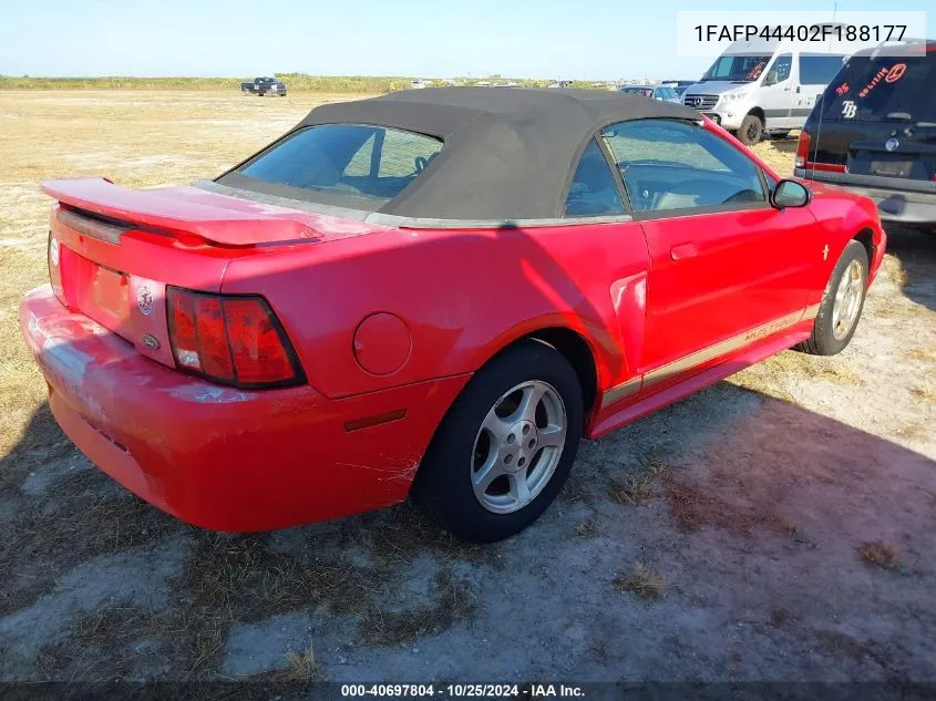 2002 Ford Mustang VIN: 1FAFP44402F188177 Lot: 40697804