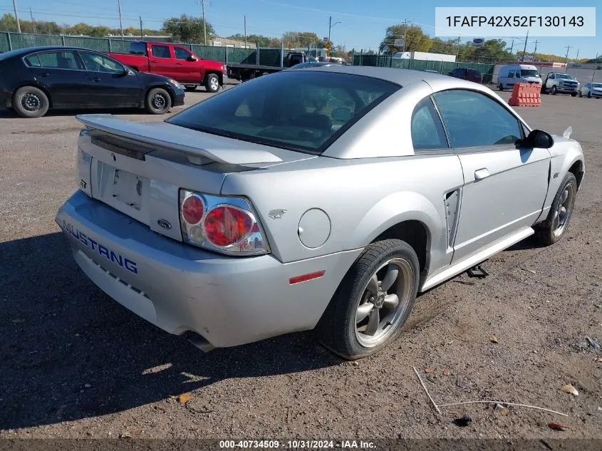 2002 Ford Mustang Gt VIN: 1FAFP42X52F130143 Lot: 40734509