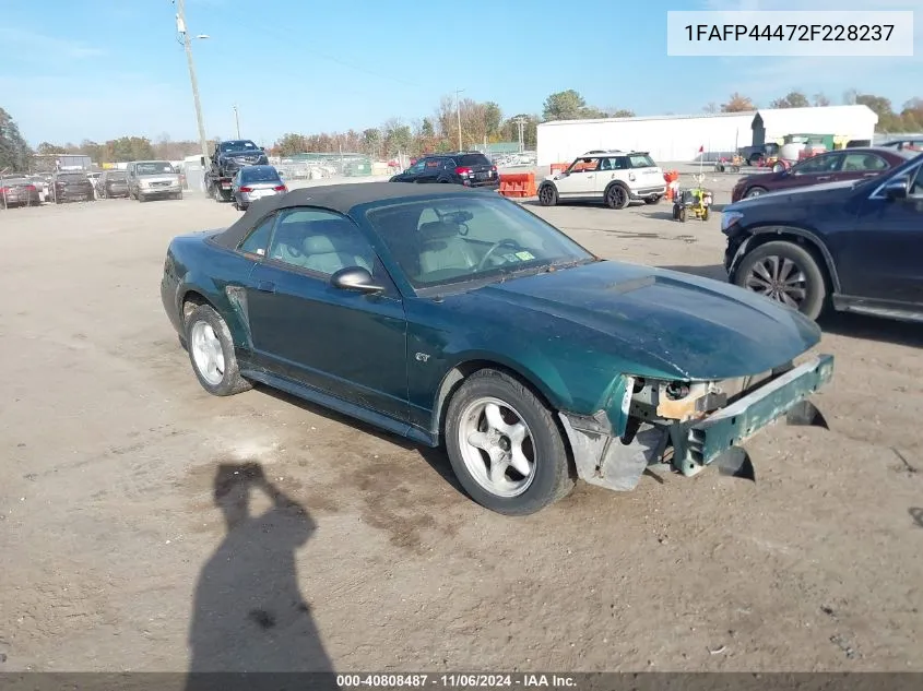 2002 Ford Mustang VIN: 1FAFP44472F228237 Lot: 40808487