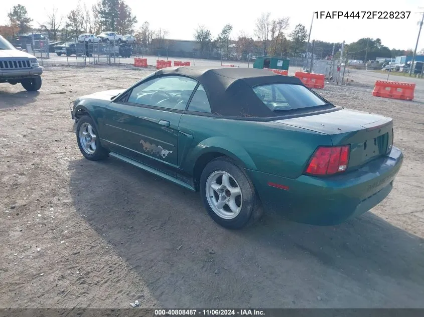 2002 Ford Mustang VIN: 1FAFP44472F228237 Lot: 40808487