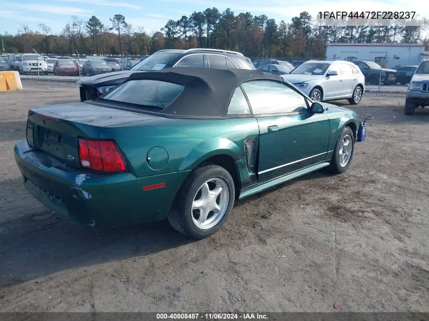 2002 Ford Mustang VIN: 1FAFP44472F228237 Lot: 40808487