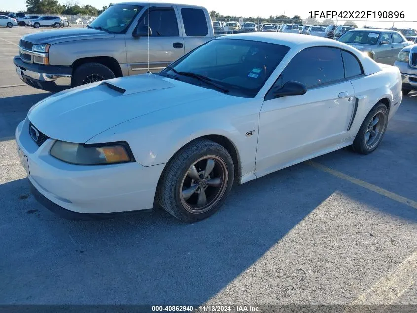 2002 Ford Mustang Gt VIN: 1FAFP42X22F190896 Lot: 40862940