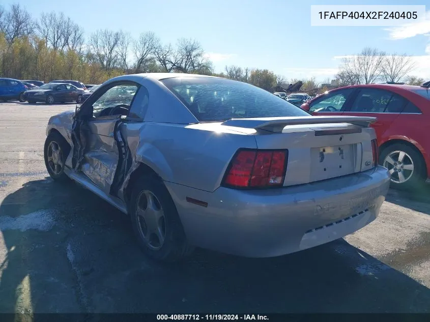 2002 Ford Mustang VIN: 1FAFP404X2F240405 Lot: 40887712