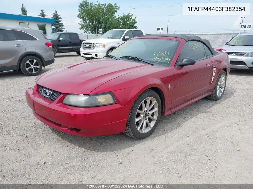 2003 Ford Mustang VIN: 1FAFP44403F382354 Lot: 12068978