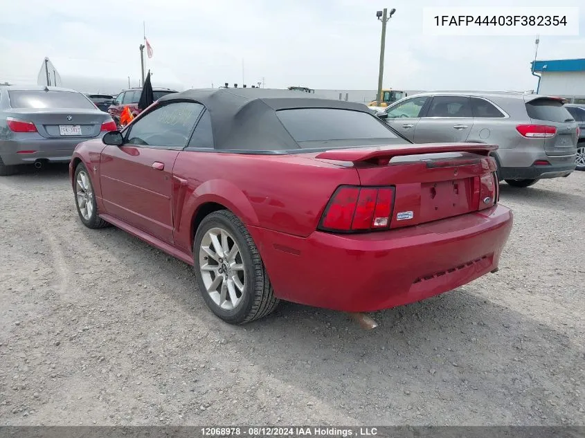 2003 Ford Mustang VIN: 1FAFP44403F382354 Lot: 12068978