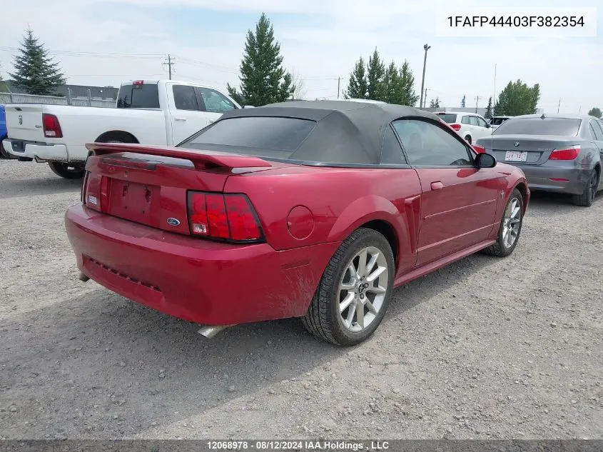 2003 Ford Mustang VIN: 1FAFP44403F382354 Lot: 12068978