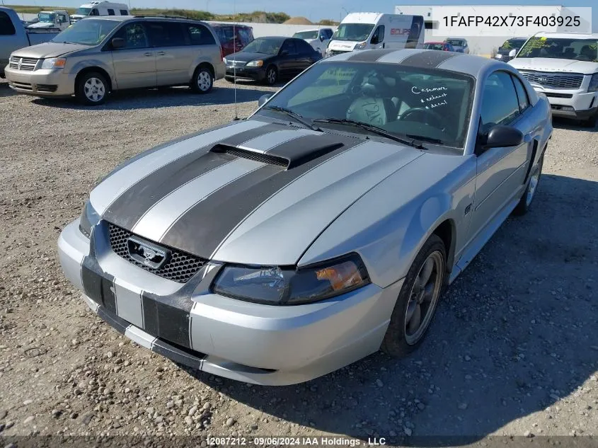 2003 Ford Mustang VIN: 1FAFP42X73F403925 Lot: 12087212