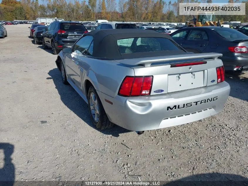 2003 Ford Mustang VIN: 1FAFP44493F402035 Lot: 12127930