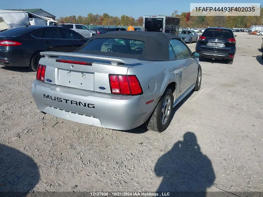 2003 Ford Mustang VIN: 1FAFP44493F402035 Lot: 12127930