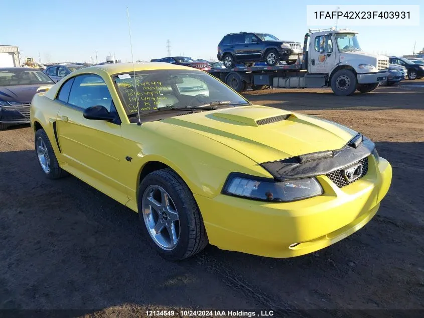 2003 Ford Mustang VIN: 1FAFP42X23F403931 Lot: 12134549