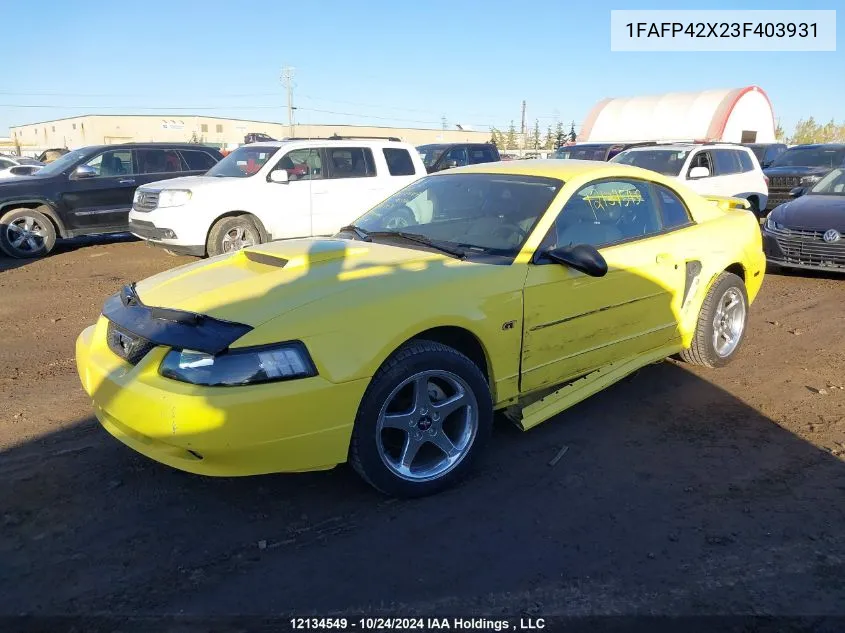 2003 Ford Mustang VIN: 1FAFP42X23F403931 Lot: 12134549